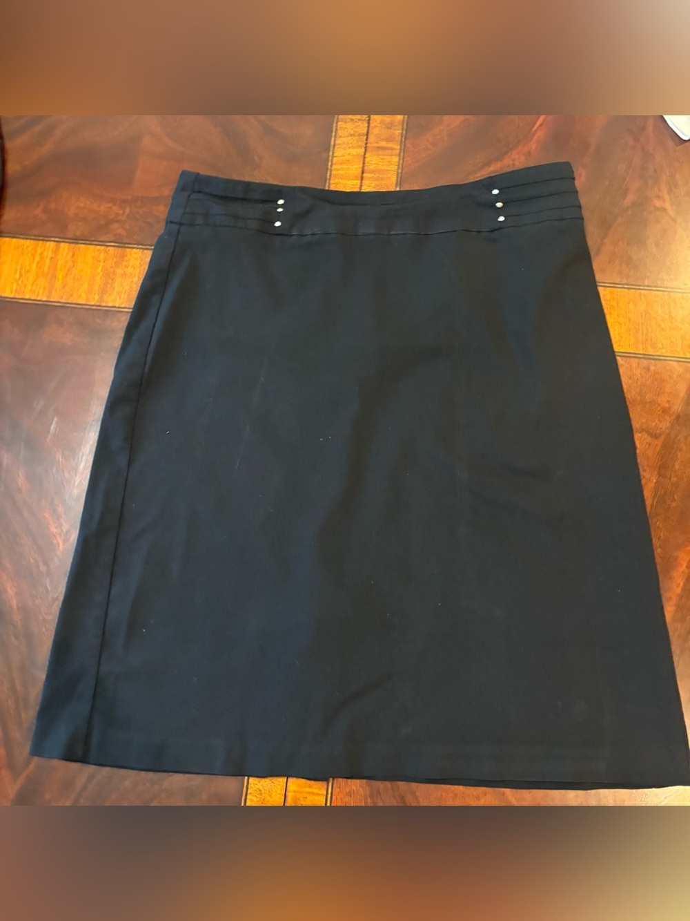 JM Collection Black Rivet-Waist Career A-Line Skirt - Size Large